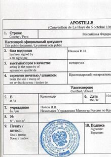 Примеры апостилированных документов